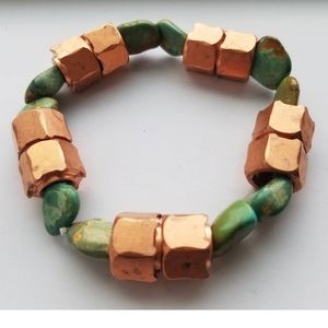 Men's Copper Nut and Turquoise Nugget Bracelet